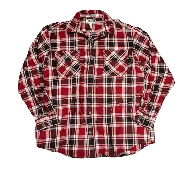 Duluth Trading Co Men's XL Red Plaid Flannel Button-Up Shirt heavy - Picture 1 of 4